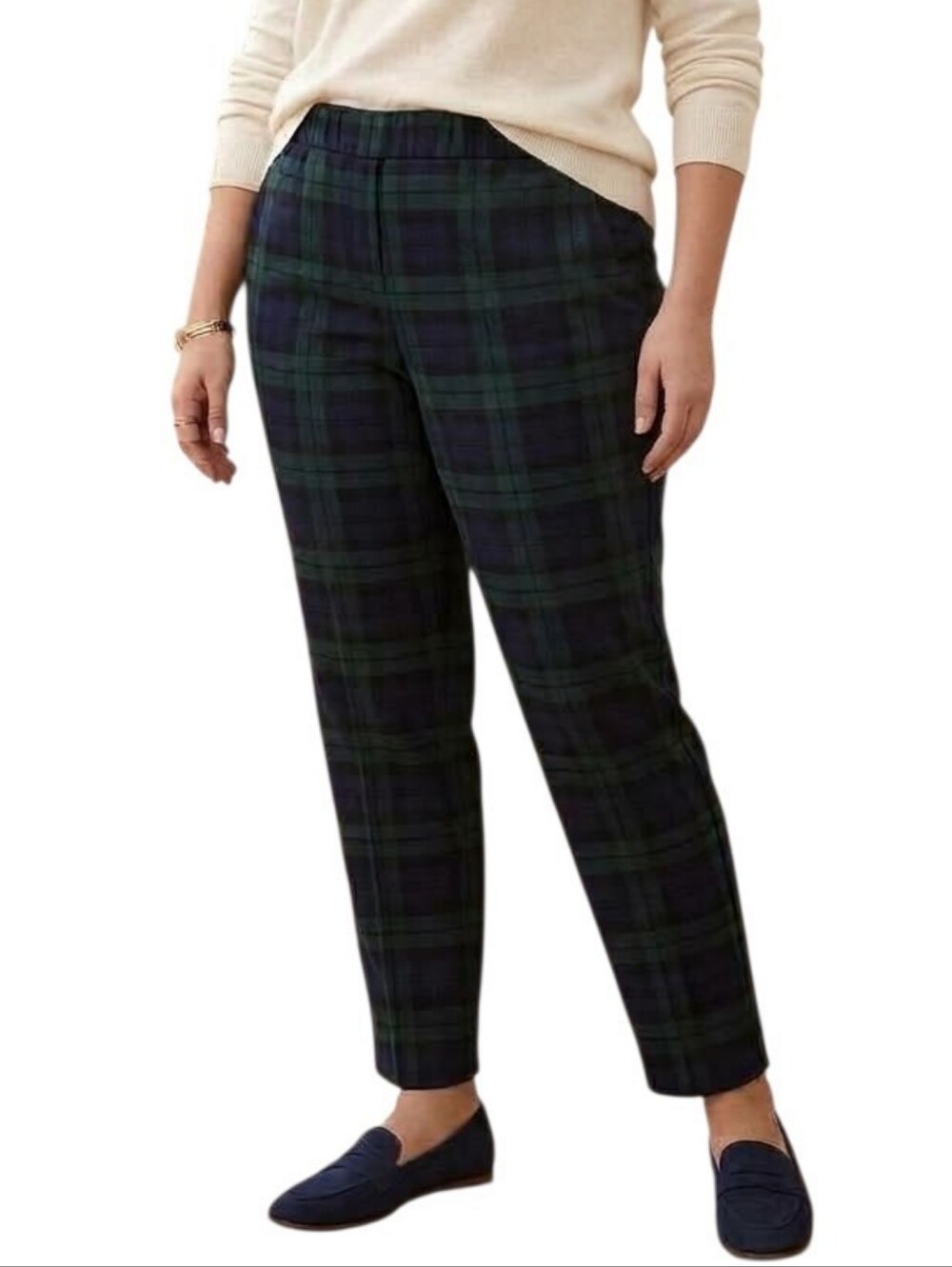 Talbots Plaid Navy & Forest Green Trousers